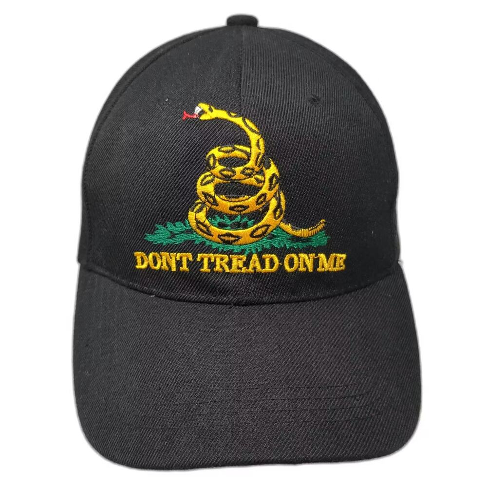 Golden Lion Dont Tread On Me Gadsden Flag Baseball Cap Black Strapback Hat OS